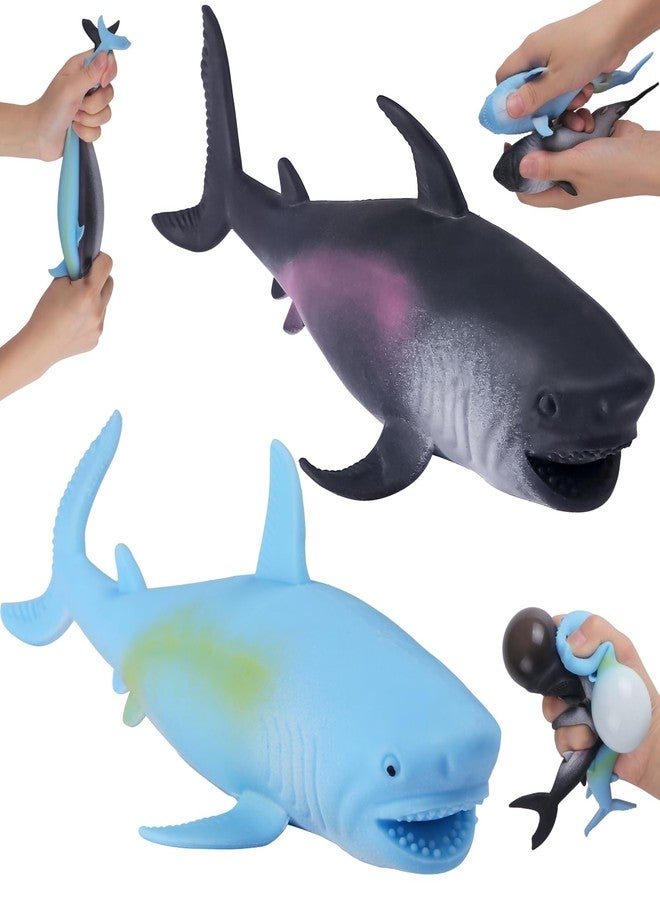 AiSiXin Shark Stress Balls (2Pack) Squishy Toys for Kids Adults, 8 Inch Shark Squishy Ball, Dough Ball, Animal Squeeze Stress Toys, Stretchy Stress Relief Sensory Fidget Toys, Party Favors, Birthday - Image 1